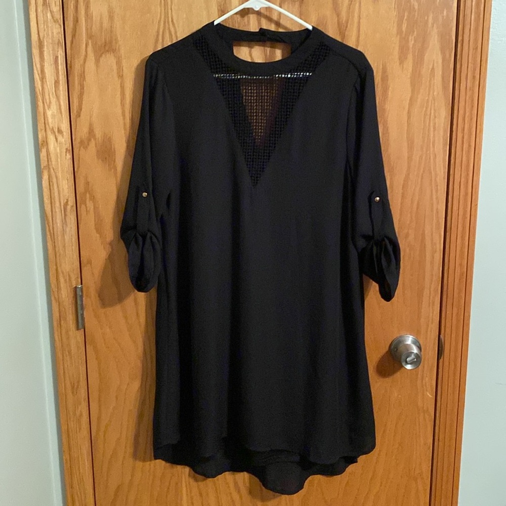 Staccato Black Shirt Dress, Size Large
